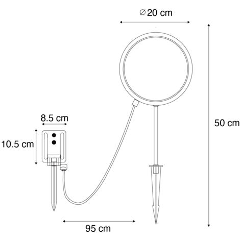 QAZQA Moderno Juego de 2 luces de suelo negras de 50 cm con LED