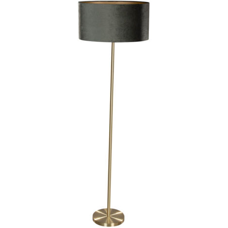 QAZQA Moderno Lámpara de pie de latón con pantalla de terciopelo ovalada verde 50 cm - Simplo Acero /Terciopelo /Textil Alargada /Ovalada Adecuado para LED Max. 1 x 60 Watt