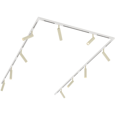 QAZQA Moderno Sistema de iluminación de riel moderno con 10 focos beige y blanco monofásico - Slimline Uzzy Aluminio /Metálica Adecuado para LED Max. 10 x 5 Watt