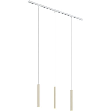 QAZQA Moderno Sistema de iluminación de riel moderno con 3 luces colgantes beige y blanco monofásico - Slimline Keno Aluminio /Metálica Adecuado para LED Max. 3 x 5 Watt (1/4)