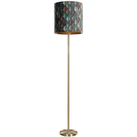 Pantalla Lampara Mesa Pantalla De Lámpara QAZQA De Terciopelo - Color Visón/Topo, Interior Dorado, Diámetro 40 Cm Lamparas De Pie