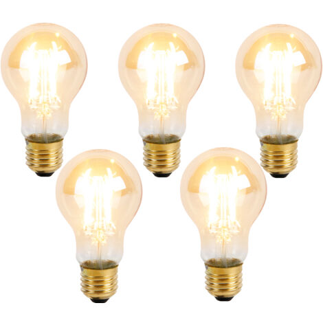 LUEDD Juego de 5 bombillas LED regulables en 3 pasos E27 A60 Goldline 5W 530lm 2200K (1/4)