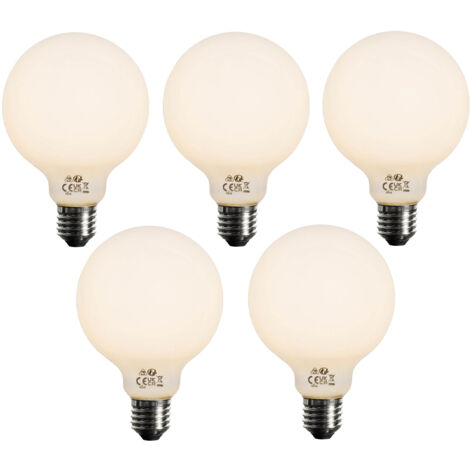 LUEDD Juego de 5 Bombilla LED regulable E27 opal G95 5W 450lm 2700K (1/4)