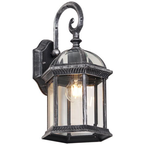 QAZQA Clásico/Antiguo Lámpara de pared clásica para exterior plateada envejecida IP44 - Glasgow Aluminio Otros Adecuado para LED Max. 1 x 15 Watt (1/5)