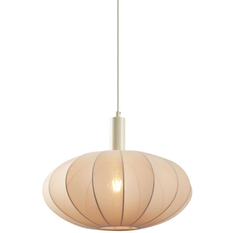 QAZQA Japandi Lámpara colgante Japandi beige con pantalla de tela - Bida Textil /Acero Redonda Adecuado para LED Max. 1 x 15 Watt