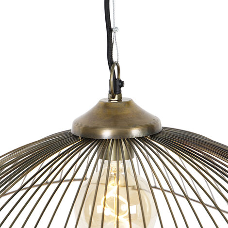 Lámpara Colgante Qazqa Pua - Diseño En Bronce, 66 Cm De Diámetro, Para Bombilla E27 Max 40W
