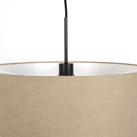 Lámpara De Arco Qazqa – Negra Con Interior Dorado, Altura Ajustable, Pantalla E27, 176 Cm