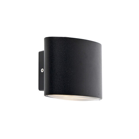 Qazqa Moderno Aplique De Pared Moderno Negro Led Ip Ovum Acero Inoxidable Ovalada Incluye