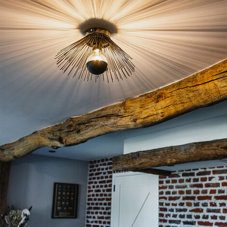 Plafón LED techo 43,5cm de metal, acrílico y madera negro opal y