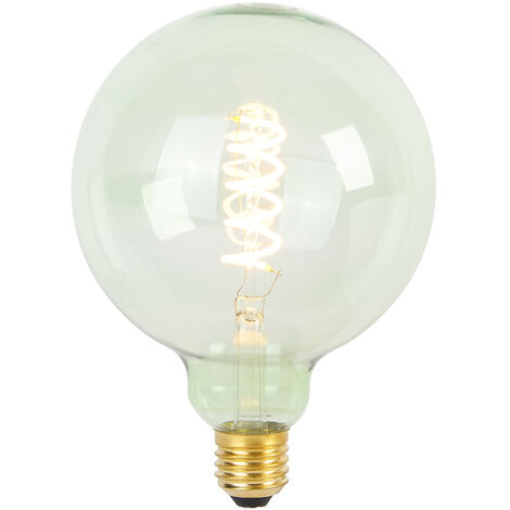 LUEDD Bombilla LED E27 regulable con filamento espiral G125 verde 4W 180lm 1800K (1/3)