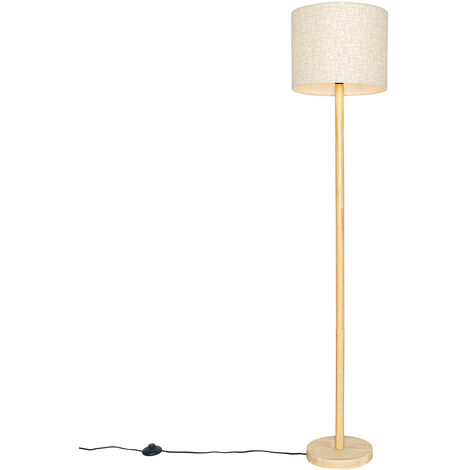 Lampada Da Terra Qazqa Mels In Legno Rustico, 32 Cm, Attacco E27 - Per Soggiorno, Camera Da Letto, Cucina, Stile Country