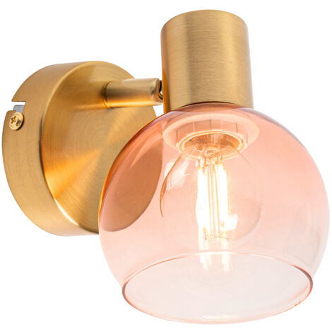 QAZQA Art Déco Foco Art Deco dorado con cristal rosa - Vidro Acero ...