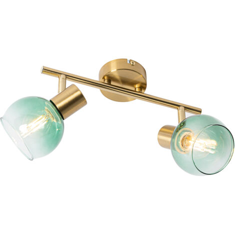 QAZQA Art Déco Foco Art Deco dorado con cristal verde 2-luces - Vidro ...