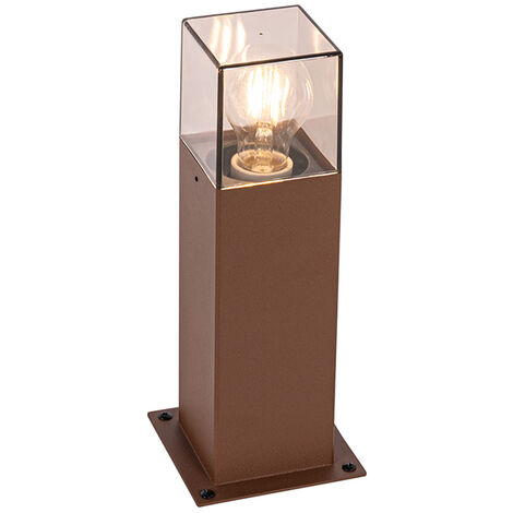 QAZQA Industrial Lámpara de pie exterior industrial marrón óxido 30 cm IP44 - Denmark Aluminio /Plástico Rectangular Adecuado para LED Max. 1 x 15 Watt