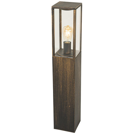 QAZQA Industrial Lámpara de pie de exterior vintage oro antiguo 80 cm IP44 - Charlois Aluminio /Vidrio Alargada Adecuado para LED Max. 1 x 40 Watt (1/5)