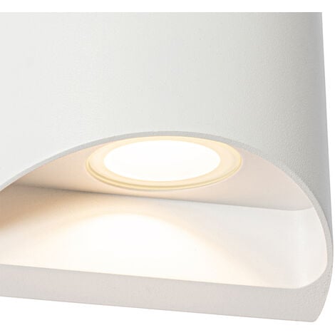 QAZQA Moderno Aplique De Exterior Moderno Blanco Con LED 2 Luces IP54 Mal Aluminio Vidrio