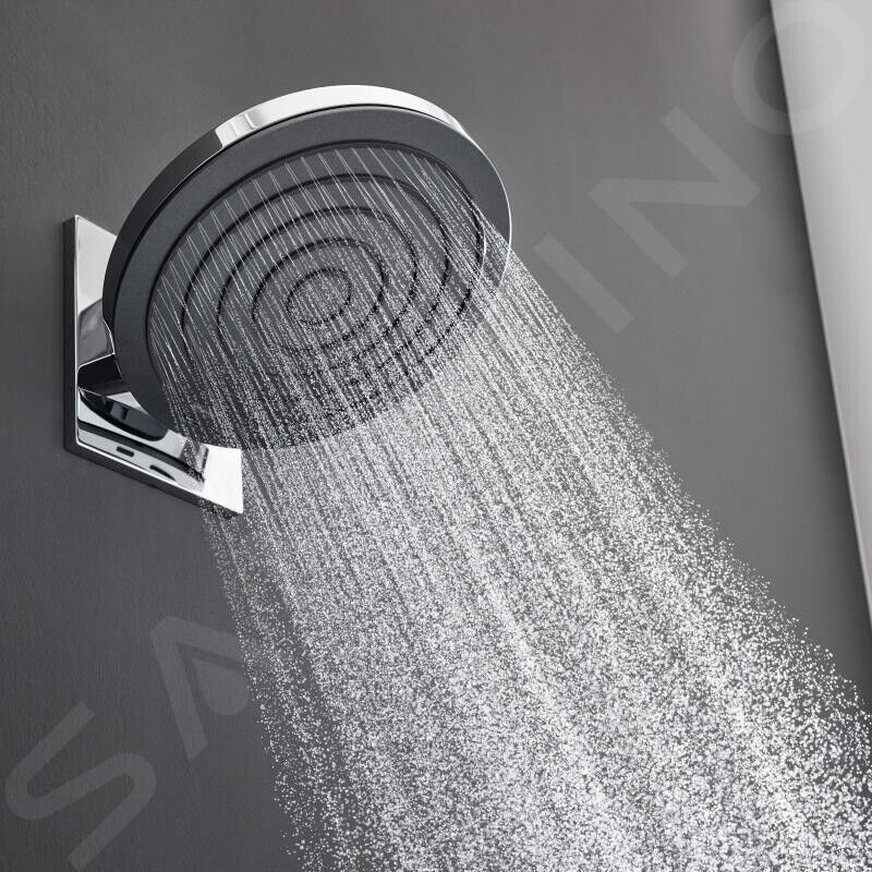 Douche De Tête Hansgrohe Pulsify E – 260x260 Mm, Jet PowderRain – Noir Mat, Avec Bras De Douche