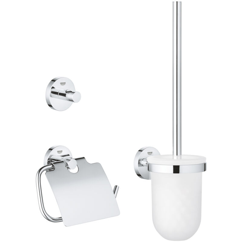 Lot De 4 Accessoires Salle De Bain Relief Blanc - WC, Distributeur Savon, Porte-Savon, Gobelet Brosse à Dents