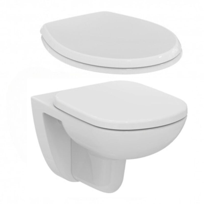 Geberit Pack Bâti-support 112cm + WC sans bride SAT Brevis + Abattant  ultra-fin, softclose + Douchette bidet + Plaque blanche - Livea Sanitaire