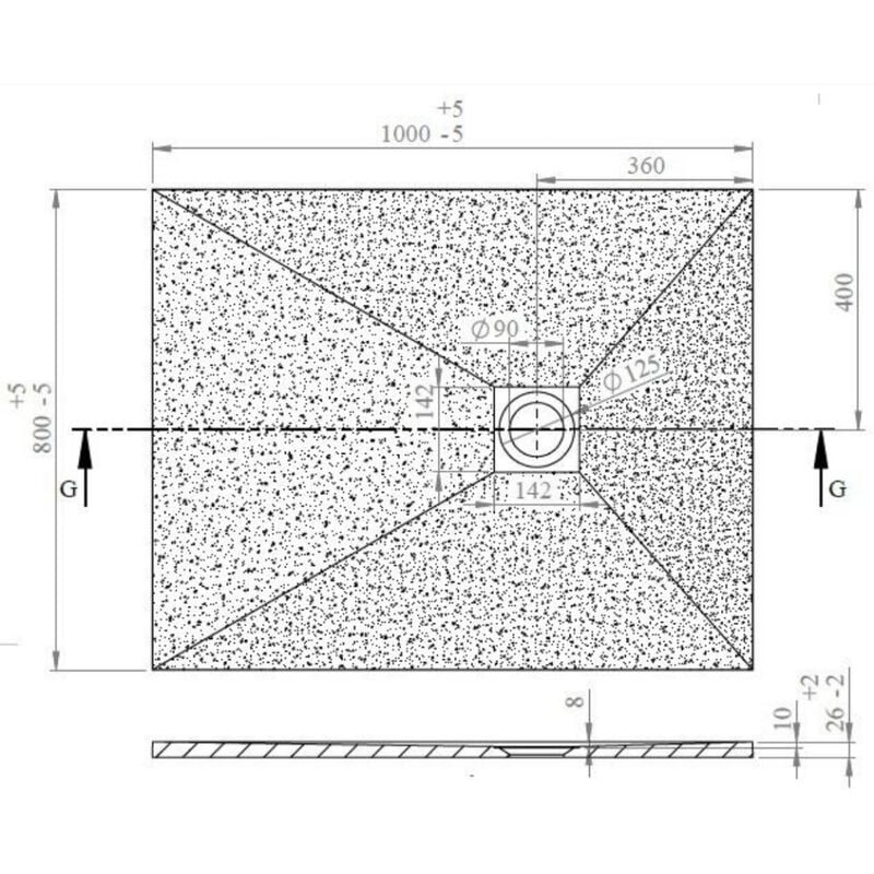 Siko Receveur de douche rectangulaire Stone 160x80 cm marbre coulé,  Graphite (SIKOSTONE16080SG) - Livea Sanitaire