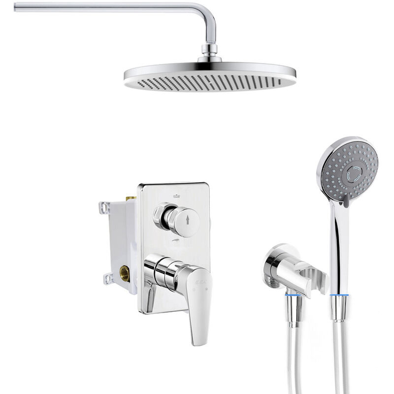 kielle Oudee - Set de douche avec thermostat, 260 mm, 3 jets, chrome /  blanc / noir 20602000
