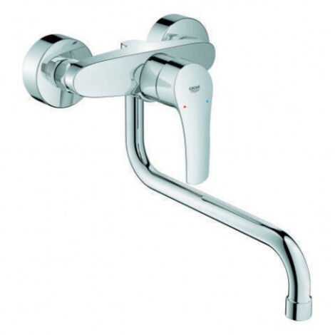 Robinet mural de cuisine – Mitigeur Grohe Eurosmart – Bec pivotant 276 mm – Finition chrome poli – Cartouche SilkMove 35 mm