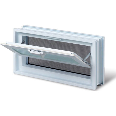 Fenêtre de ventilation pour briques de verre 38x19 cm – GBMR3819 – Ouverture à soufflet – Coloris blanc – Installation rapide
