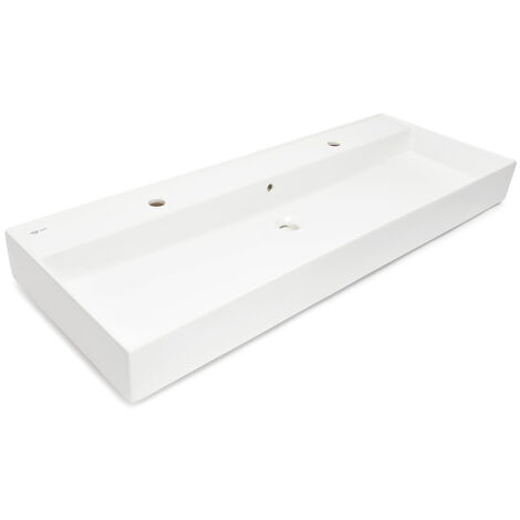 Swiss Aqua Technologies Infinitio Lavabo 2 Trous en Céramique, 121,4 x 46,9cm, Blanc (SATINF12046)