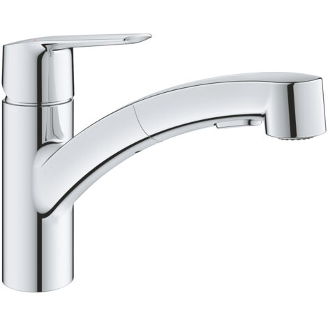 Mitigeur de cuisine bec bas GROHE QUICKFIX monocommande avec douchette extractible 2 jets (1/5)