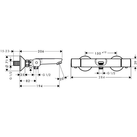Hansgrohe Ecostat Universal Mitigeur thermostatique bain/douche, Chrome (13123000)