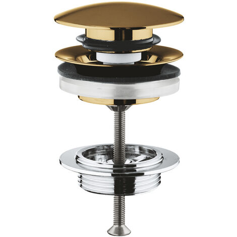 Grohe – Bonde clic-clac pour lavabo avec trop-plein – Amovible et refermable – Cool Sunrise brossé – Diamètre 90mm – Mécanisme durable