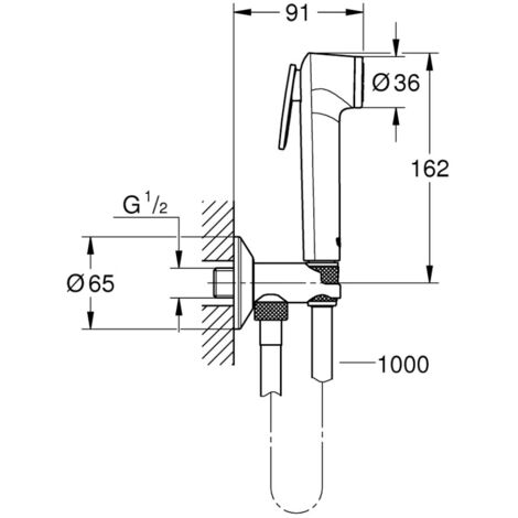 Grohe Tempesta-F Trigger Spray 30 Ensemble avec robinet d'arrêt 1 jet, chromé (26358000)