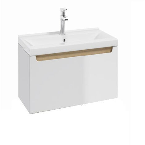 Naturel – Meuble sous vasque simple 60x30x45 cm – Lavabo céramique 61,5x46,5x7 cm – Tiroir Soft Close – STILLAD06007U3 (1/2)