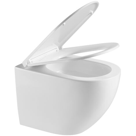 Villeroy & Boch Pack WC Bâti-support Villeroy & Boch + WC sans bride SAT + Plaque de déclenchement double, Blanche (ViConnectFusionTQ-2)