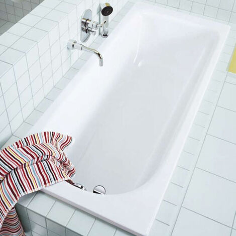 Kaldewei Eurowa Baignoire rectangulaire avec pieds 160x70 cm acier émaillé, Blanc alpin (119700010001-SET)