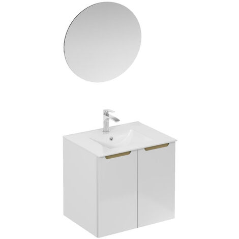 Naturel Ensemble de salle de bain avec lavabo comprenant mitigeur de lavabo, bec et siphon Naturel Stilla blanc brillant (KSETSTILLA024) (1/4)