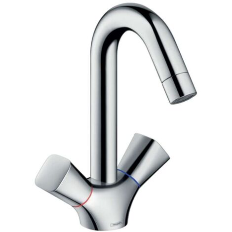 Hansgrohe – Mélangeur de lavabo avec tirette – Finition chromée brillante – Hauteur sous bec 147mm – Compatible chauffe-eau instantanés (1/5)