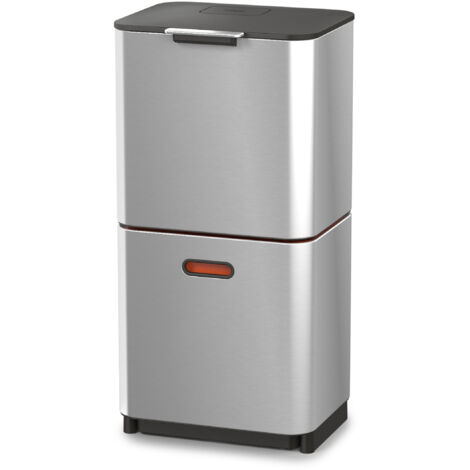 Poubelle tri sélectif 60 L 2 compartiments – Acier inoxydable – Filtre à charbon actif – Mécanisme d'ouverture à pression – 30060 – Joseph & Joseph