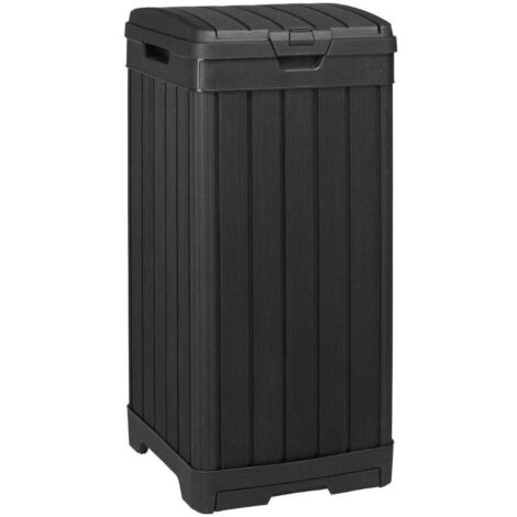 Keter – Poubelle d'extérieur 125L 236997 – Plastique résistant aux UV – Dimensions 87,4 x 41 x 41 cm – Couvercle hermétique et compartiment coulissant