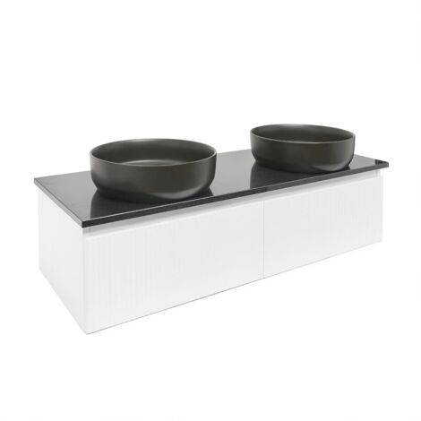 Swiss Aqua Technologies Meuble de salle de bain avec comptoir en pierre artificielle SAT Evolution 118x30x44,8 cm blanc mat (SATEVO120WMTK) (1/5)
