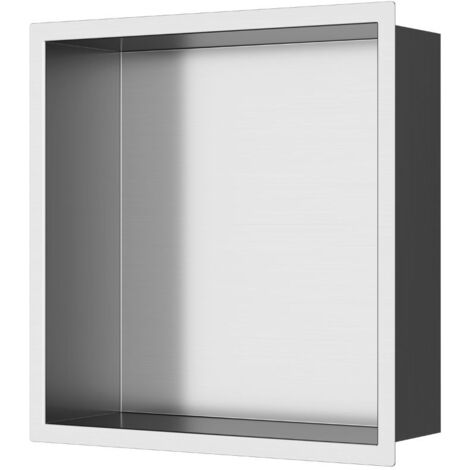 Swiss Aqua Technologies – Niche de douche à encastrer 30x30cm SATAURN3030BS – Acier inoxydable 304 – Chrome brossé – Installation rapide sans perçage