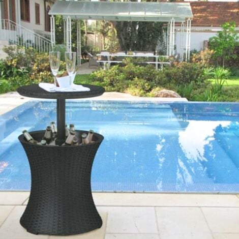 Keter Cool bar rotin Glacière, avec table rétractable, 57x 50 x 50 cm 30L, Anthracite (230903)