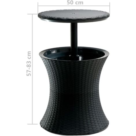 Keter Cool bar rotin Glacière, avec table rétractable, 57x 50 x 50 cm 30L, Anthracite (230903)