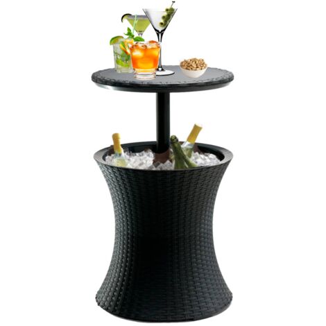 Keter – Glacière Cool bar rotin avec table rétractable – Dimensions 57x50x50 cm – Capacité 30L – Pour jardins et événements extérieurs - CM 30 L