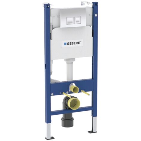 Geberit Bâti-support DUOFIXBasic pour toilettes suspendues, avec Plaque de déclenchement Delta chrome (458.141.21.1)