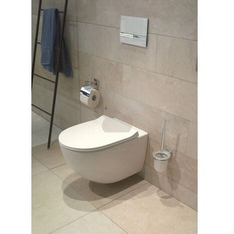 Pack WC Bati Geberit  DuofixBasic + VITRA Cuvette sans bride SENTO avec abattant softclose + Plaque de commande Delta 50 chrome