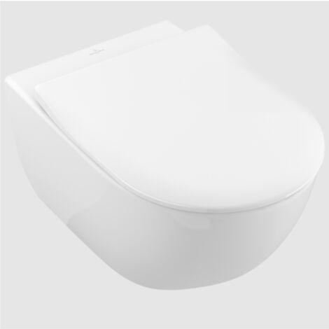 Villeroy & Boch – Cuvette suspendue sans bride Subway 2.0 – Céramique sanitaire blanche – Système de rinçage DirectFlush – Abattant SoftClose SlimSeat - 5614R201