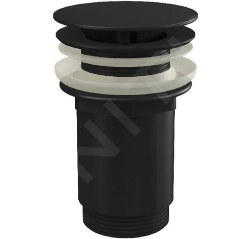 Sortie lavabo 5/4 » tout métal, grand bouchon, pour lavabos sans débordement, noir mat (A396BLACK) (1/2)