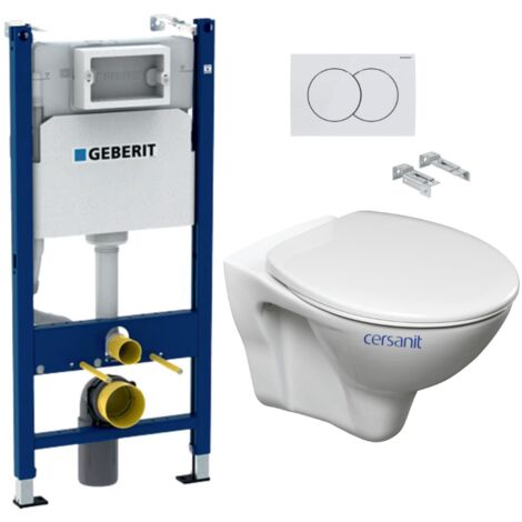 Pack WC Bati-support Geberit Duofix + WC suspendu jIka Neo + Abattant + Plaque blanche (S-LineProGeb3) (1/5)