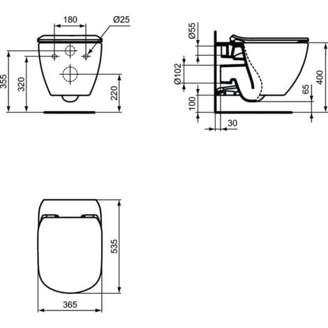 Grohe Rapid SL + Cuvette TESI aquablade/abattant frein de chute + Plaque de commande + Set d'isolation phonique (Autoportanttesi1)